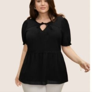 Avenue Black Cut Out Relaxed Blouse